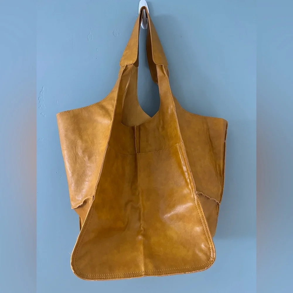 Roomy Mustard Hobo Tote Bag - Picture 2 of 7